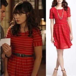 Anthropologie Bordeaux Scallop Stripes Dress